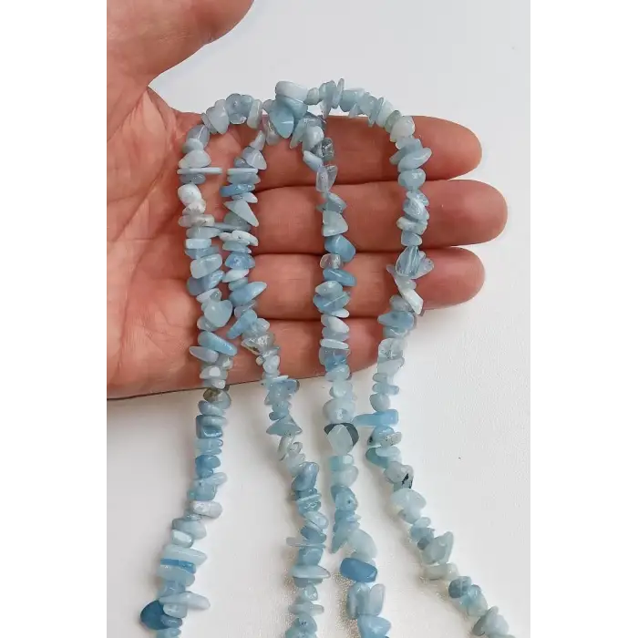 Doğal Akuamarin Kırıktaş Dizi - 80 cm.