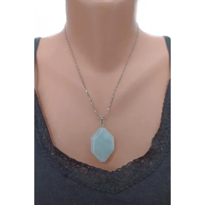 Doğal Akuamarin Kolye 405A