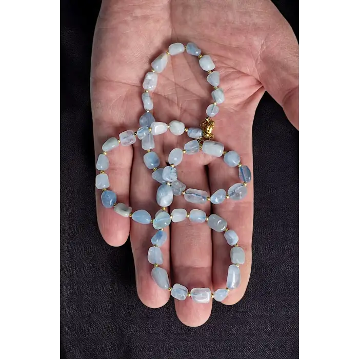 Doğal Akuamarin Kolye 669-5