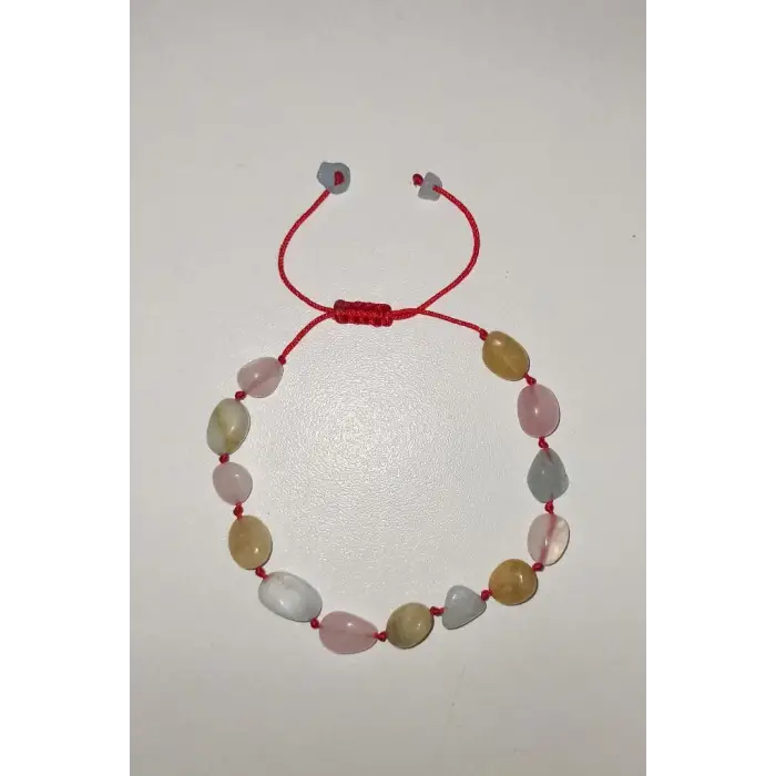 Doğal Akuamarin, Morganit Bileklik, Makrome Ayarlı 640