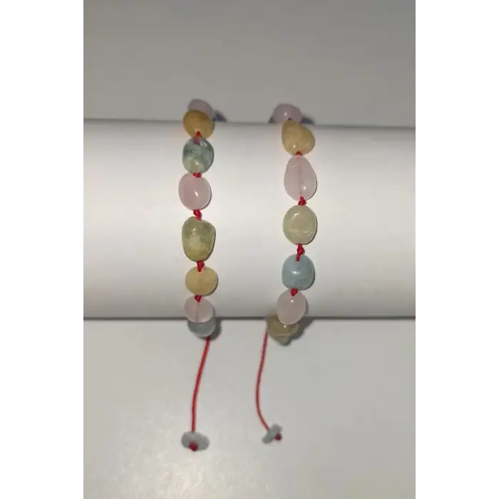 Doğal Akuamarin, Morganit Bileklik, Makrome Ayarlı 640