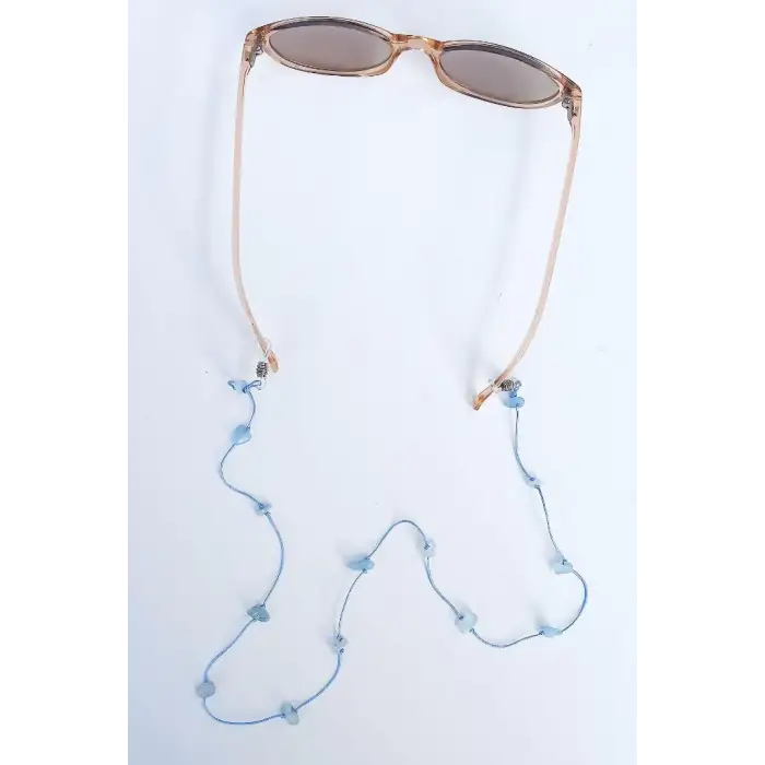 Doğal Akuamarin Taşlı Gözlük İpi 129-2