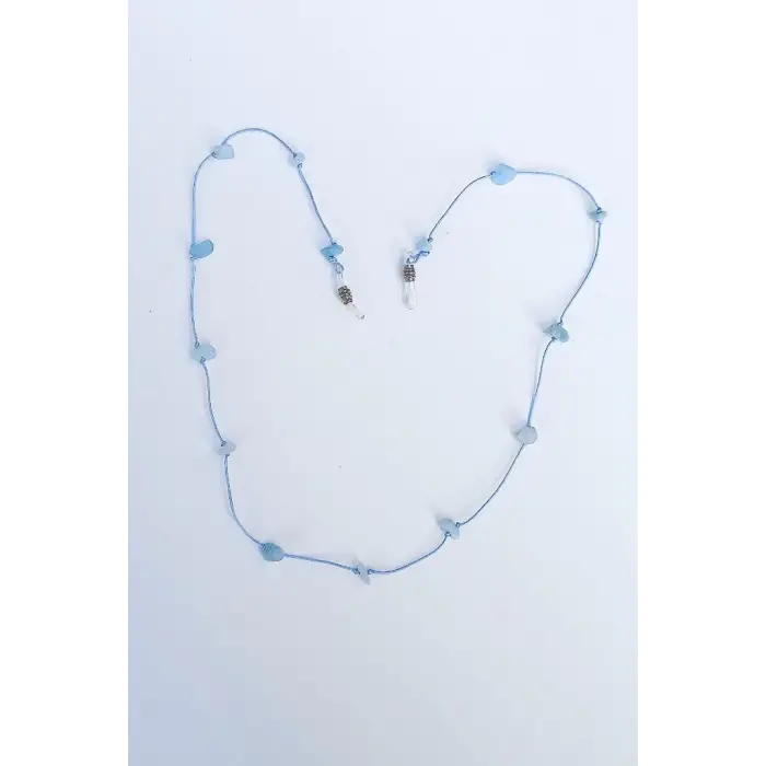 Doğal Akuamarin Taşlı Gözlük İpi 129-2
