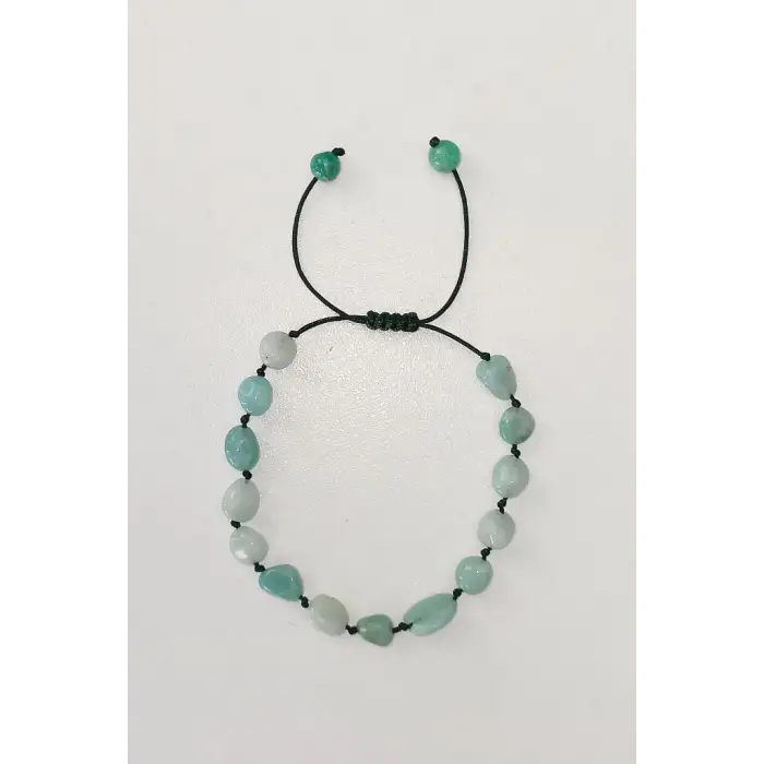 Doğal Amazonit Bileklik Makrome Ayarlı 418