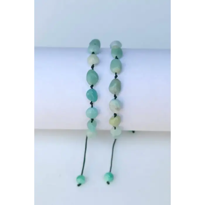 Doğal Amazonit Bileklik Makrome Ayarlı 418