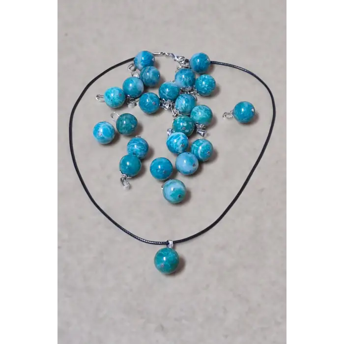 Doğal Amazonit Taşı Kolye 328-3