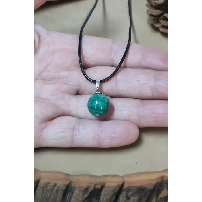 Doğal Amazonit Taşı Kolye 328-3