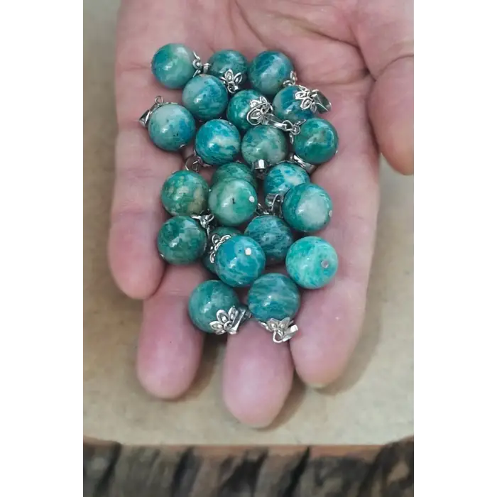 Doğal Amazonit Taşı Kolye 328-3