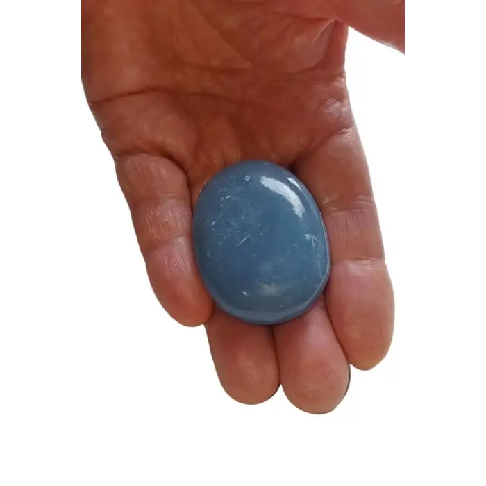 Doğal Anjelit Masaj Terapi Taşı - Palm Stone 107-2