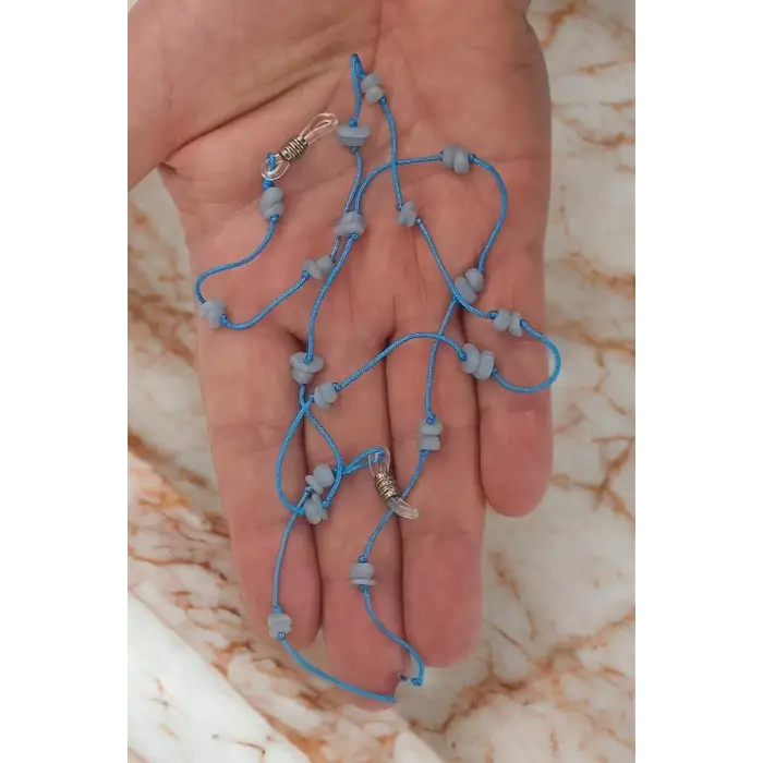 Doğal Anjelit Taşlı Gözlük İpi 129-10