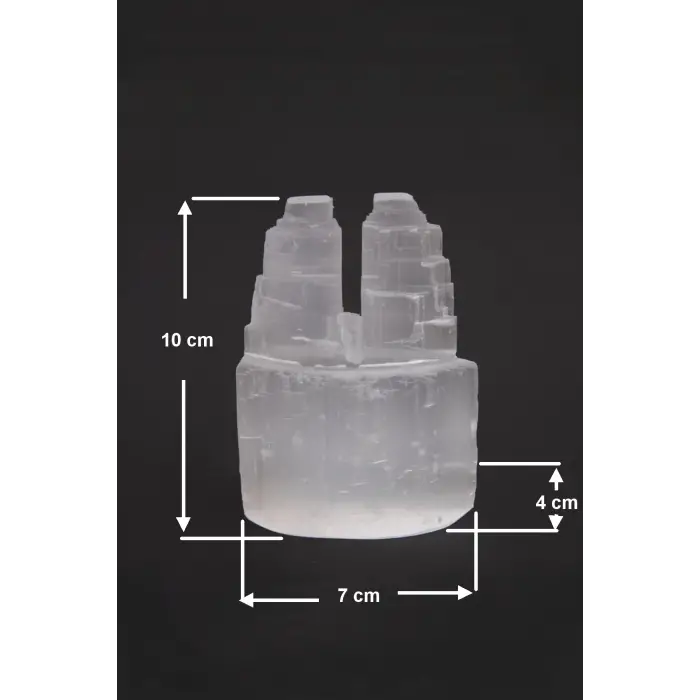Doğal Beyaz Selenit İkiz Kule 10 CM