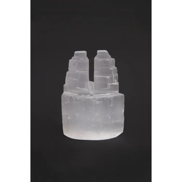 Doğal Beyaz Selenit İkiz Kule 10 CM