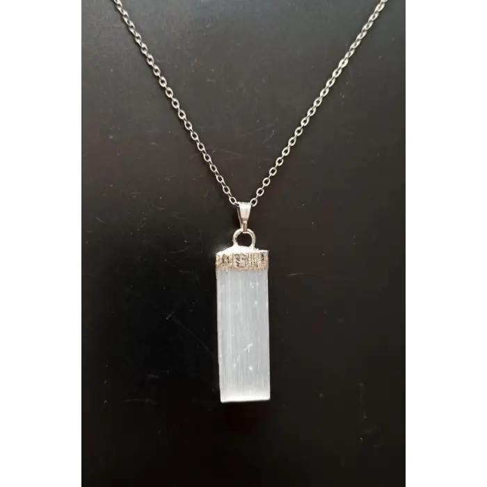 Doğal Beyaz Selenit Kolye 640