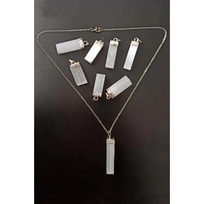 Doğal Beyaz Selenit Kolye 640