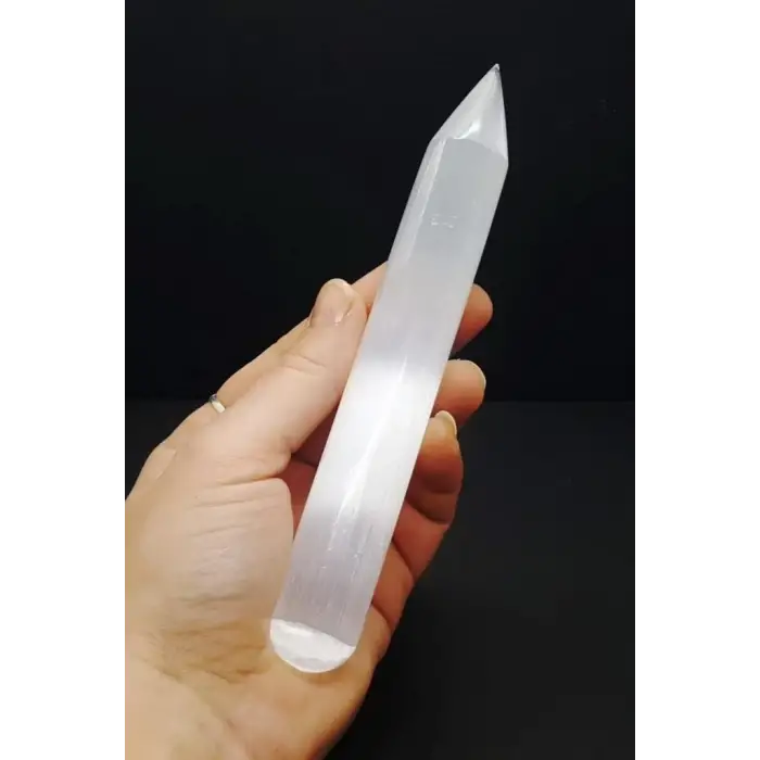 Doğal Beyaz Selenit Kristali Masaj Çubuğu