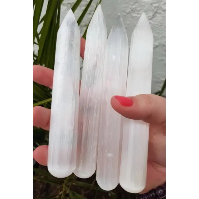 Doğal Beyaz Selenit Kristali Masaj Çubuğu