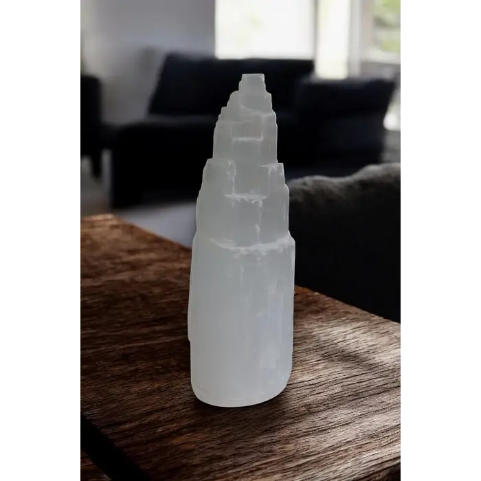 Doğal Beyaz Selenit Kule 15 CM