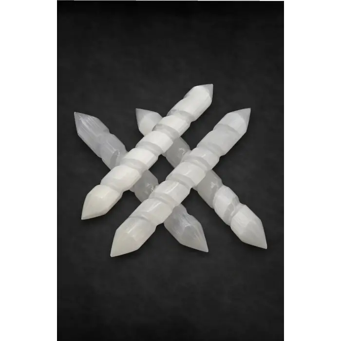 Doğal Beyaz Selenit Spiral Masaj Çubuğu 58SM