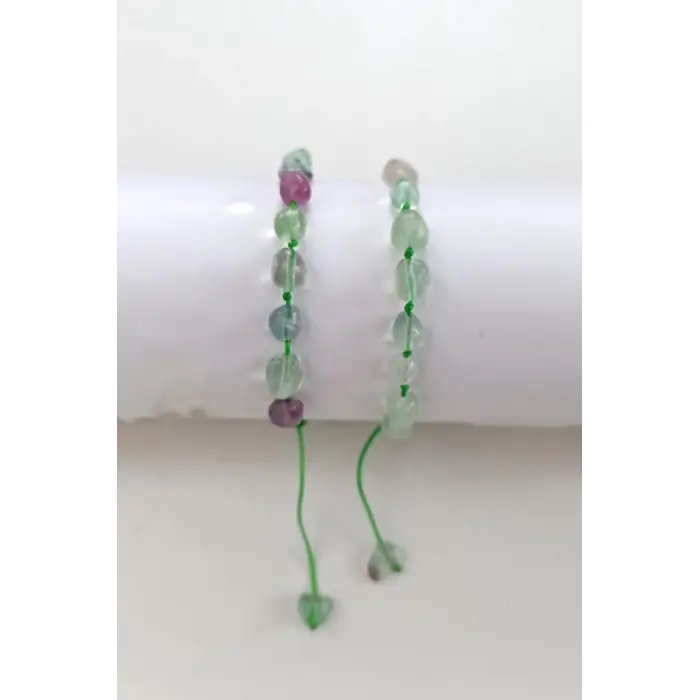 Doğal Florit Bileklik Makrome Ayarlı 663-4