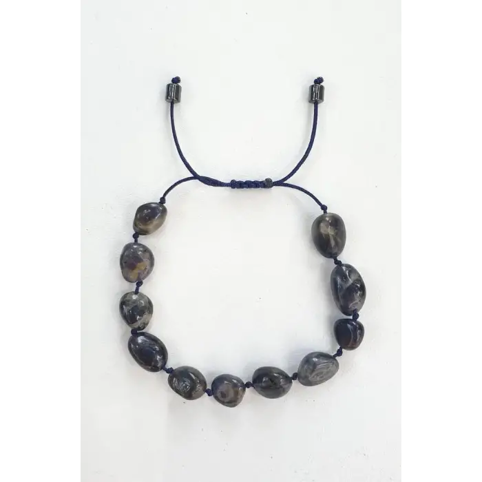 Doğal İyolit Bileklik, Makrome Ayarlı 670-4