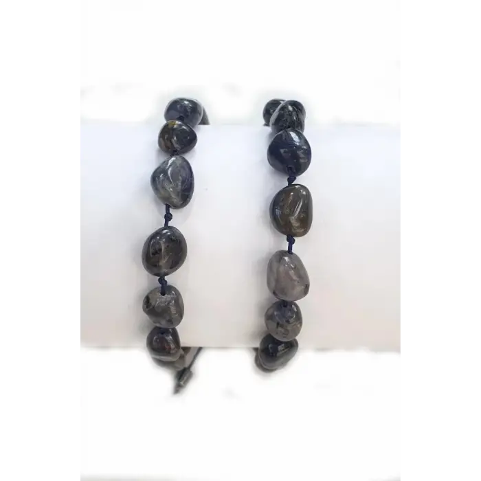 Doğal İyolit Bileklik, Makrome Ayarlı 670-4