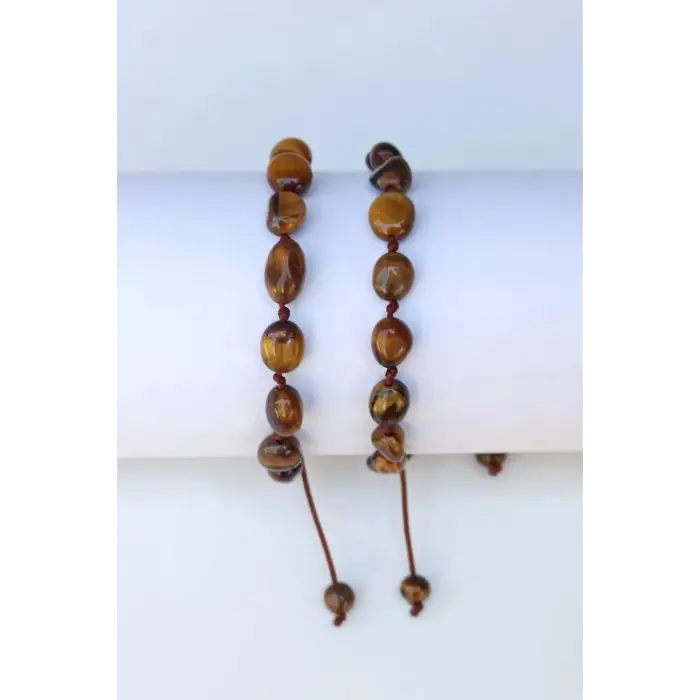 Doğal Kaplangözü Bileklik Makrome Ayarlı 405