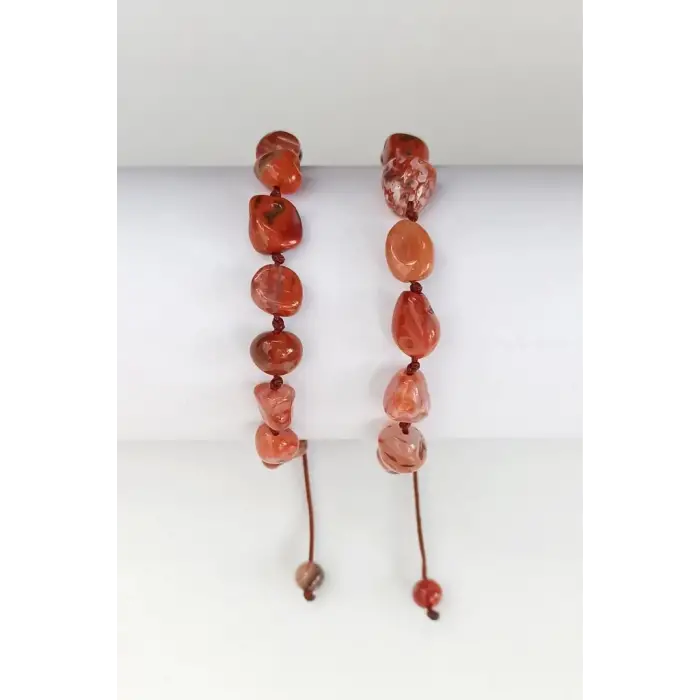 Doğal Karnelyan Akik Bileklik Makrome Ayarlı 453-2