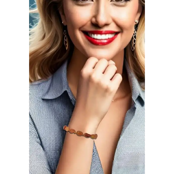 Doğal Kırmızı Aventurin Bileklik Makrome Ayarlı 540-1