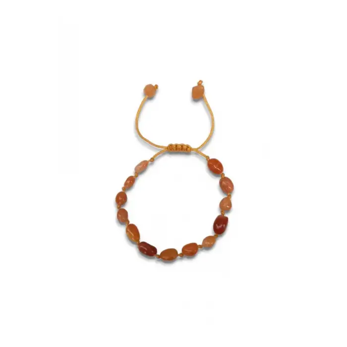 Doğal Kırmızı Aventurin Bileklik Makrome Ayarlı 540-1