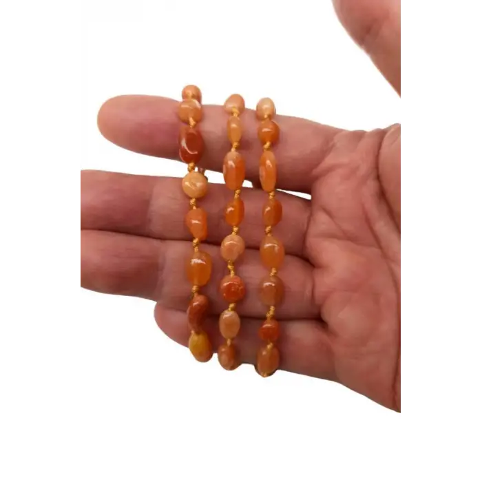 Doğal Kırmızı Aventurin Bileklik Makrome Ayarlı 540-1