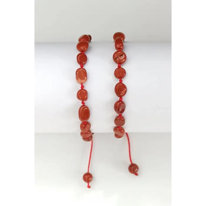 Doğal Kırmızı Jasper Bileklik Makrome Ayarlı 668-3