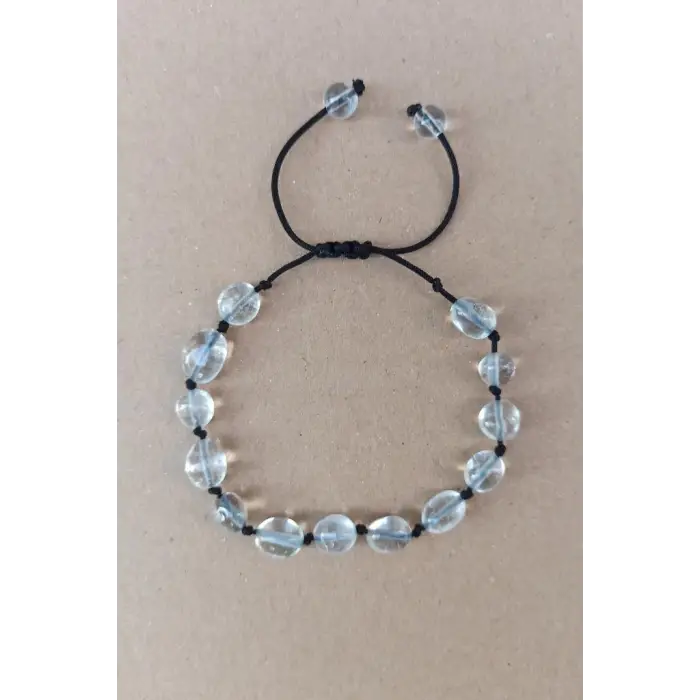 Doğal Kristal Kuvars Bileklik Makrome Ayarlı 453-3