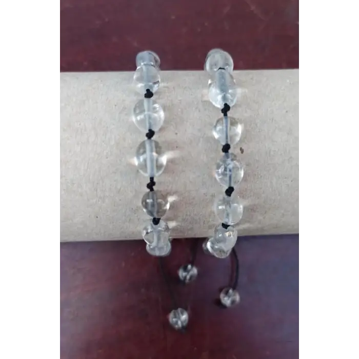 Doğal Kristal Kuvars Bileklik Makrome Ayarlı 453-3