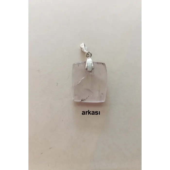 Doğal Kunzit Kristali Gümüş Malzemeli Kolye Ucu 510-1