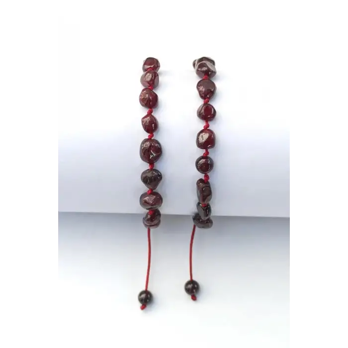 Doğal Lal Garnet Bileklik Makrome Ayarlı 671-4
