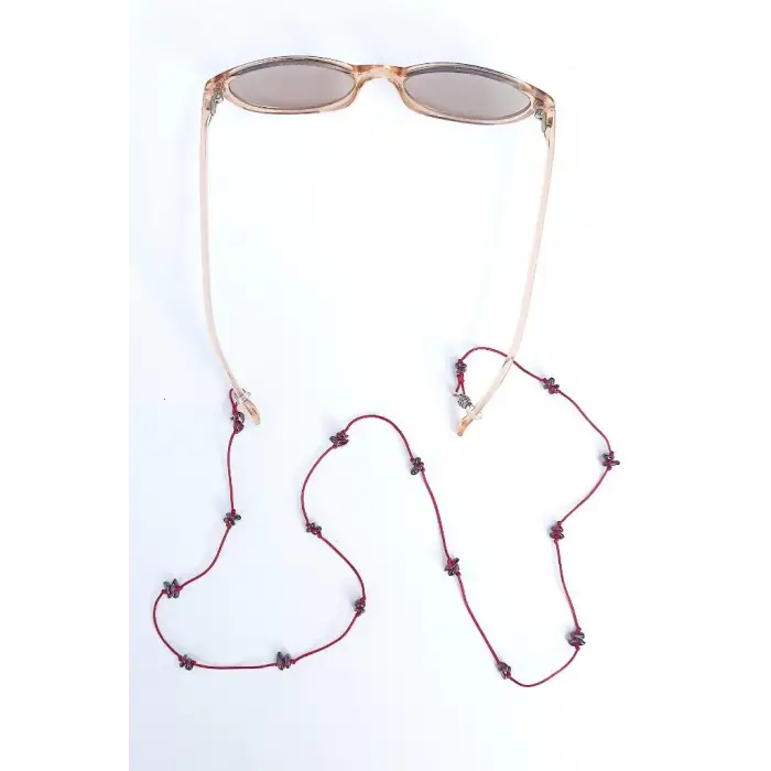 Doğal Lal - Garnet Taşlı Gözlük İpi 129-4
