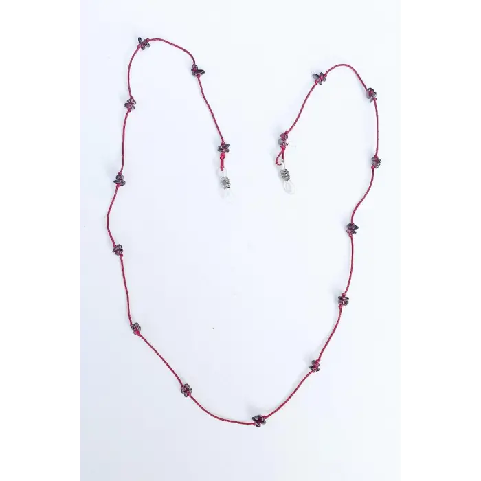 Doğal Lal - Garnet Taşlı Gözlük İpi 129-4