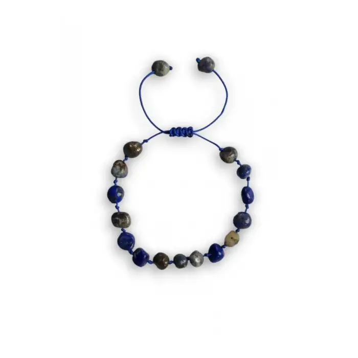 Doğal Lapis Lazuli Bileklik Makrome Ayarlı 417-5