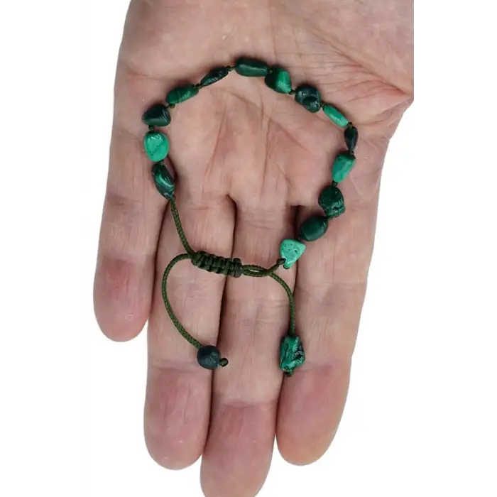 Doğal Malahit, Malakit Bileklik Makrome Ayarlı 323-3