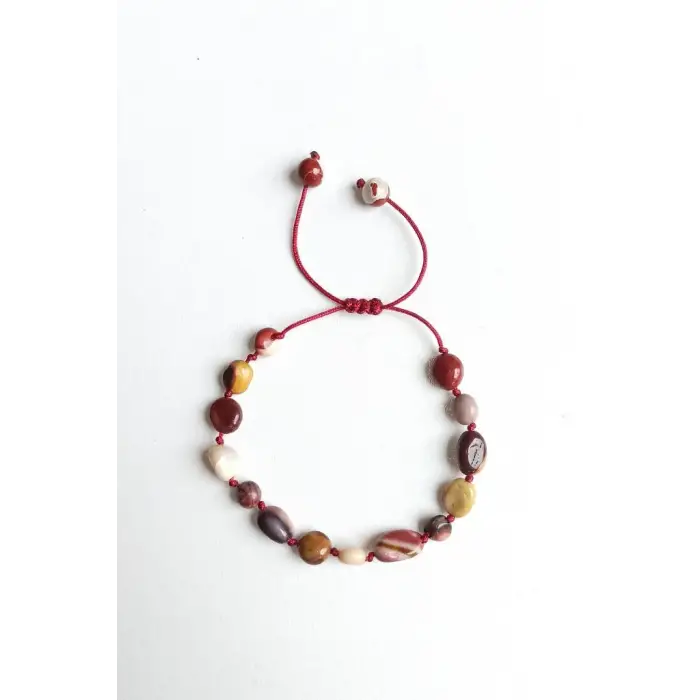 Doğal Mokait Jasper Bileklik Makrome Ayarlı 410-2