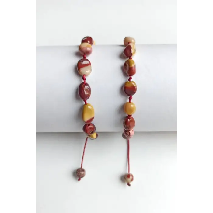 Doğal Mokait Jasper Bileklik Makrome Ayarlı 410-2