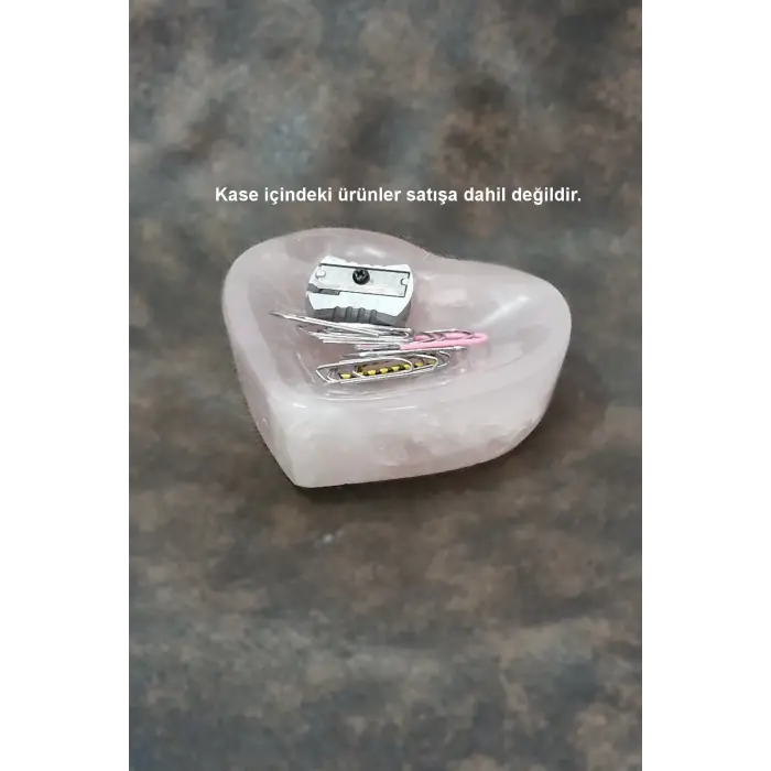 Doğal Pembe Kuvars Kalp Şeklinde Kase 30PKA