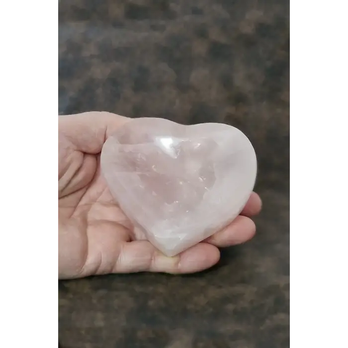 Doğal Pembe Kuvars Kalp Şeklinde Kase 30PKA