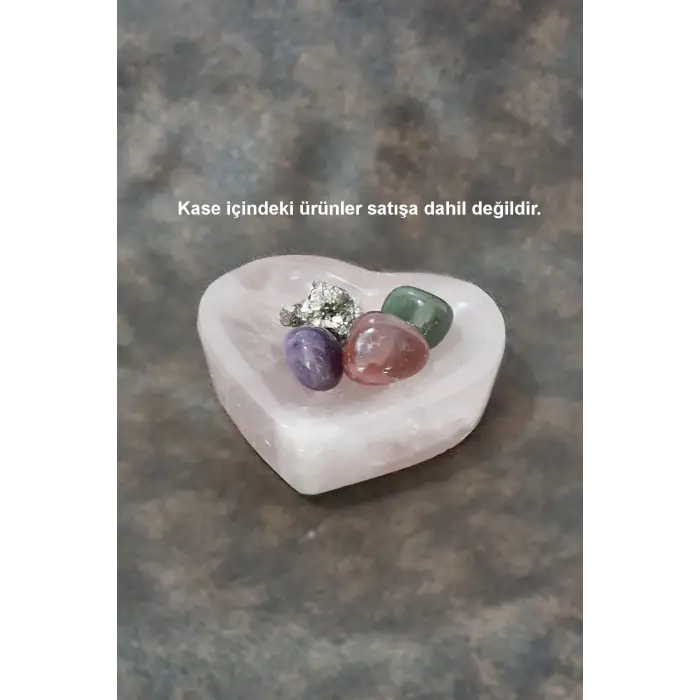 Doğal Pembe Kuvars Kalp Şeklinde Kase 30PKA