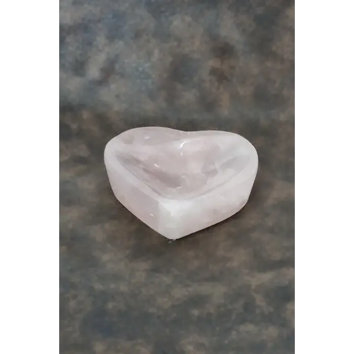 Doğal Pembe Kuvars Kalp Şeklinde Kase 30PKA