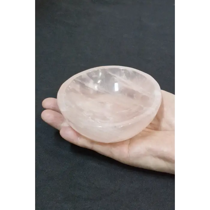Doğal Pembe Kuvars Taşı Kase PKS7