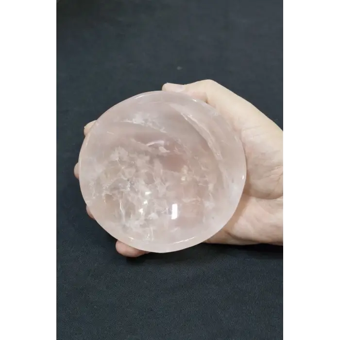 Doğal Pembe Kuvars Taşı Kase PKS7