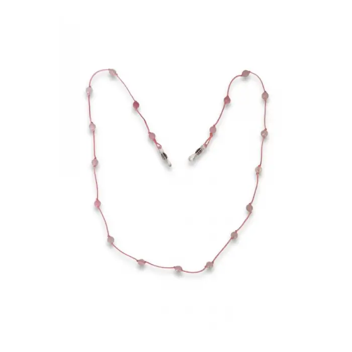 Doğal Pembe Kuvars Taşlı Gözlük İpi 129-5