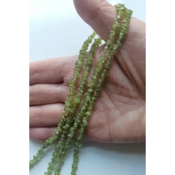 Doğal Peridot Zeberceti İnce Kırıktaş Dizi-90 cm