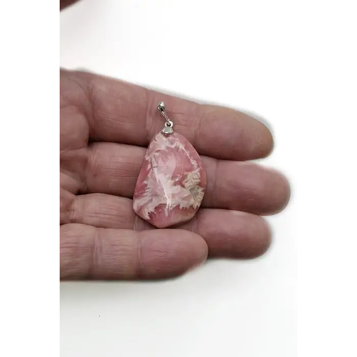 Doğal Rodokrosit Kolye Ucu Gümüş Malzemeli 400-23